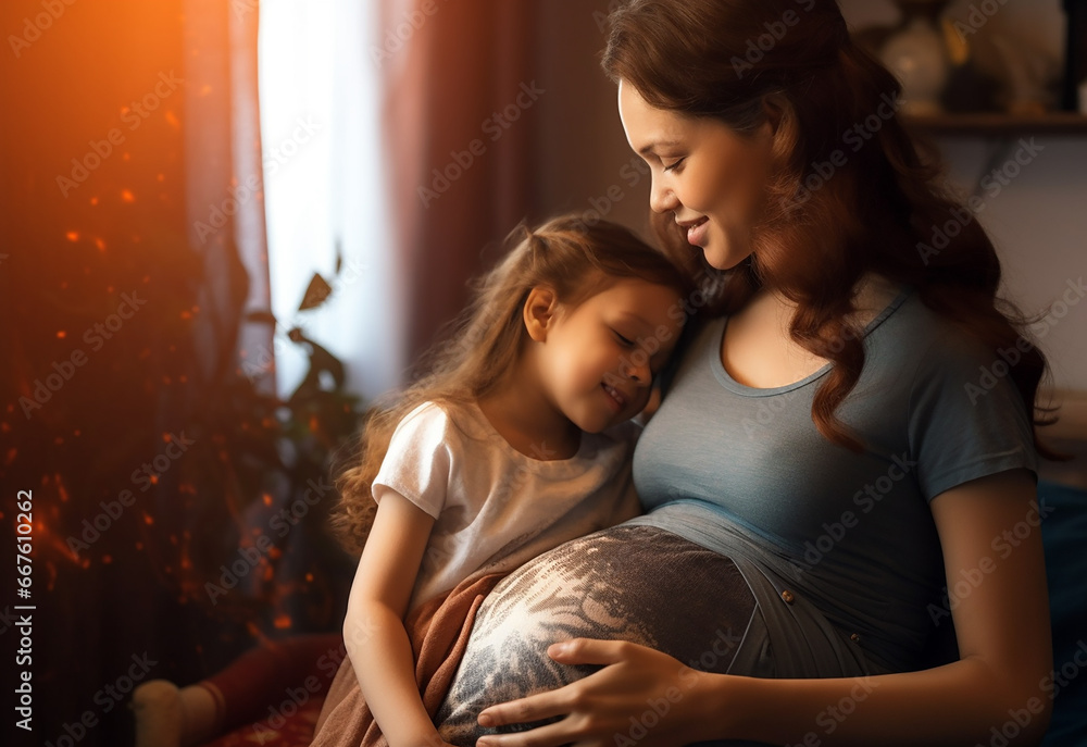 Portrait of a family with a young pregnant woman