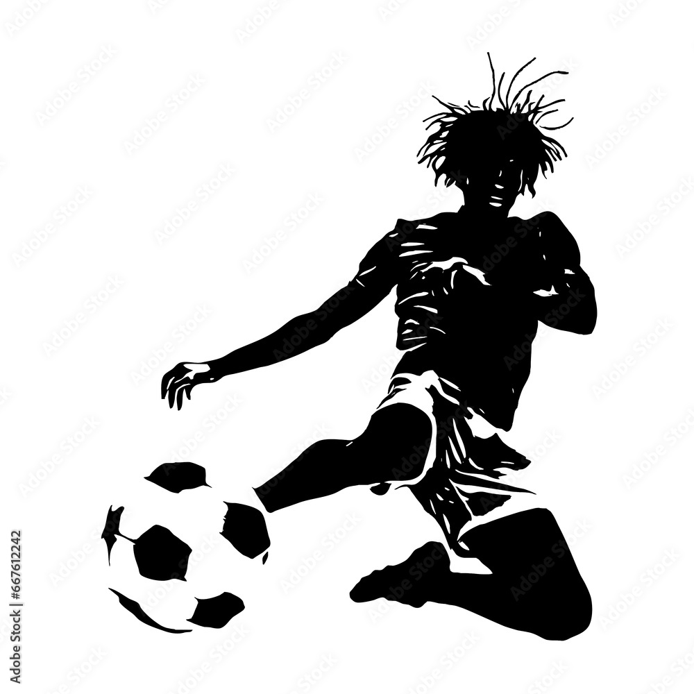 Footballer kicking ball