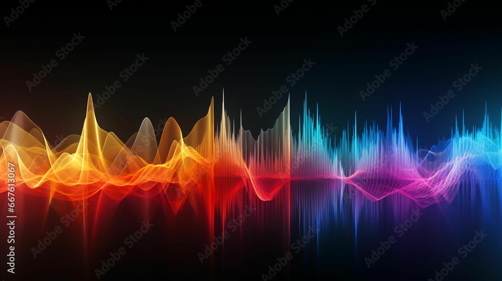 AI generated illustration of vibrant and dynamic sound waves AI generated illustration of vibrant and dynamic sound waves