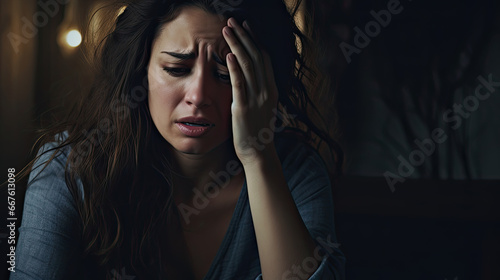 Woman crying in pain and grief 