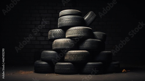 AI generated illustration of a pile of old tyres