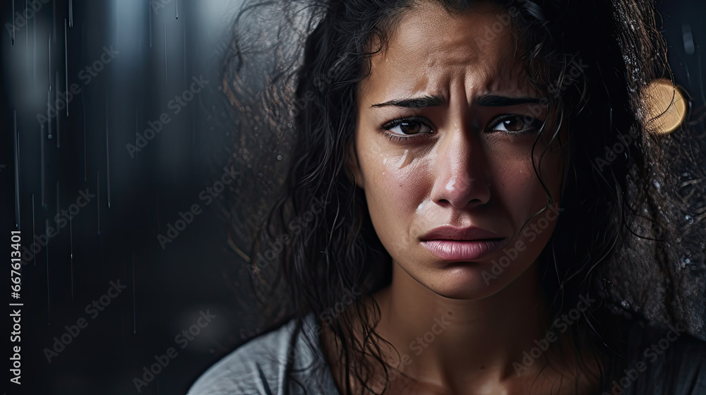 Woman crying in pain and grief Woman crying in pain and grief