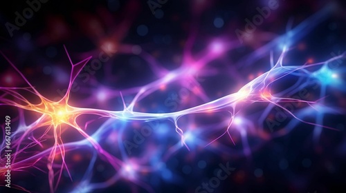 AI generated illustration of interconnected glowing neurons