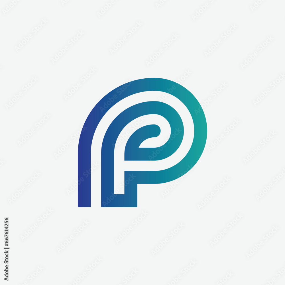 modern futuristic letter P monogram line logo design modern futuristic letter P monogram line logo design