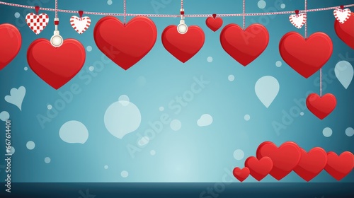 Valentines day background - abstract banner with red hearts and copy space - concept love