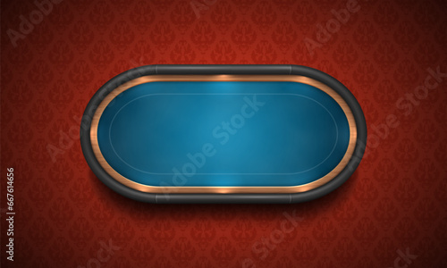 Poker table with blue cloth. Vector illustration.