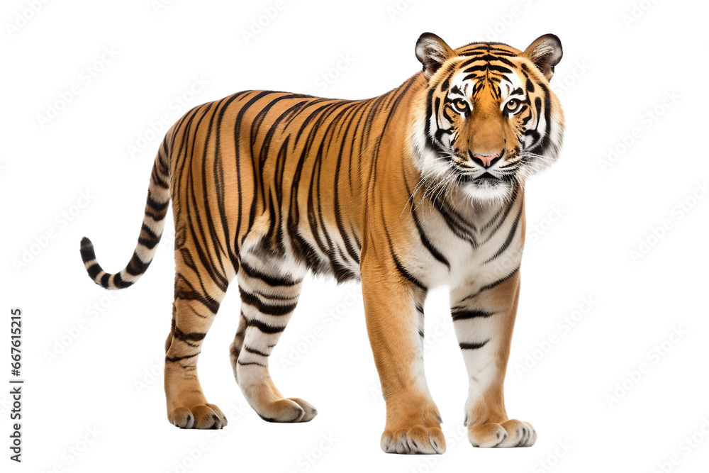 Indochinese Tiger Isolated on transparent background, PNG