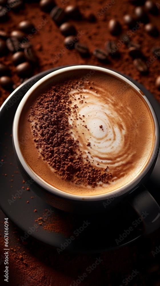 Cup of whipped coffee with milk and cinnamon Cup of whipped coffee with milk and cinnamon