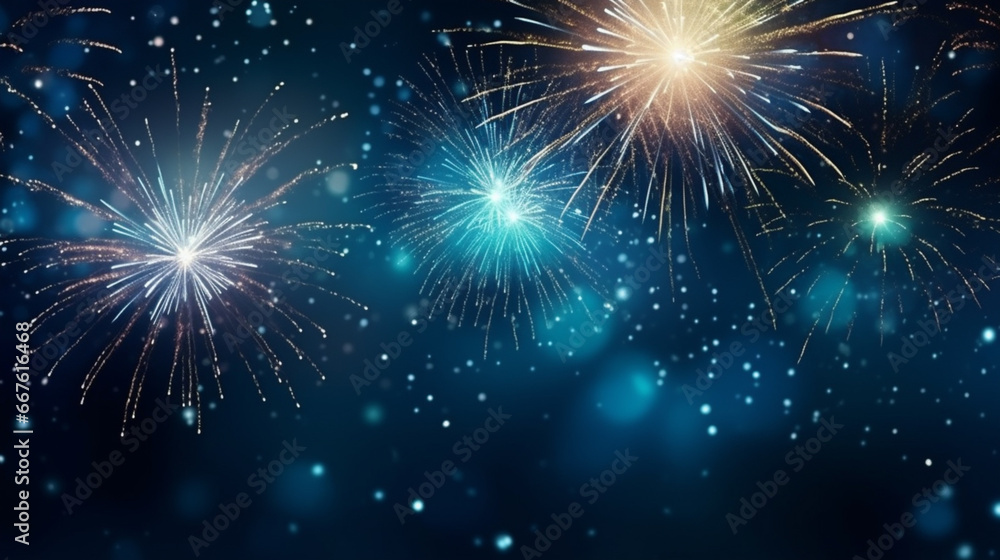 Naklejka premium 2024 New year New Year's Eve Party background banner fireworks background copy paste texture