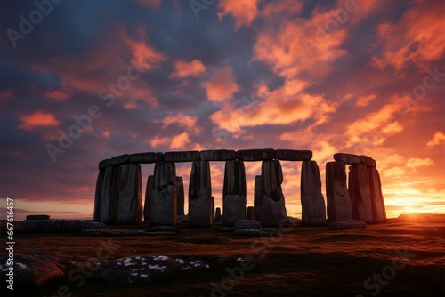 Ancient Stonehenge marks the winter solstice with mystical celestial alignment photo