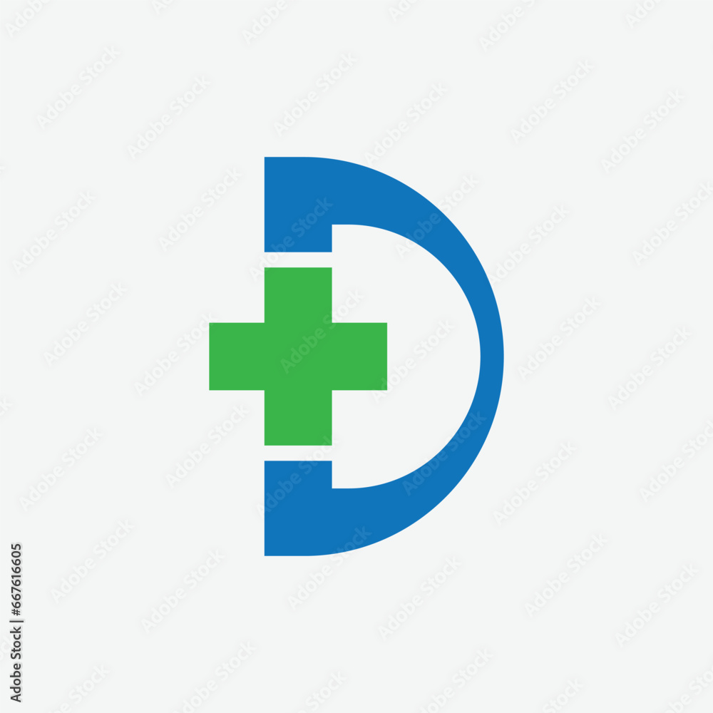 modern letter D cross plus medical healthcare logo design modern letter D cross plus medical healthcare logo design