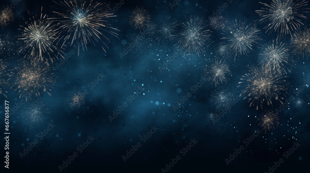 Fireworks Background Happy New Year With Glitter And Fireworks Stock