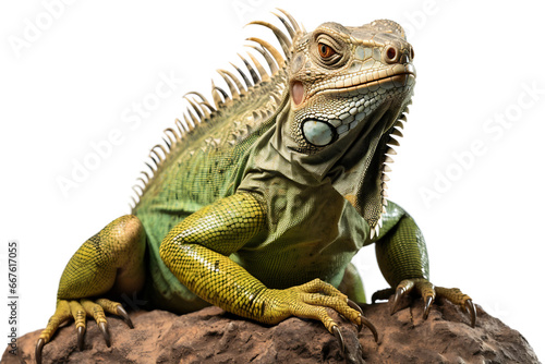 Luminous Iguana: Reptilian Elegance, Isolated on Transparent Background © rzrstudio