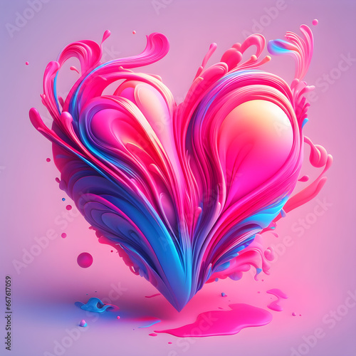 A colorful pink Valentine's heart, highlighting its vibrant shades and the emotions it symbolizes
