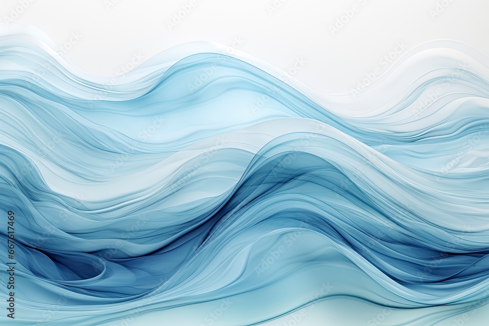 Fototapeta premium Transparent watercolor sea ocean wave blue teal turquoise colored background. Watercolour hand painted waves illustration. Banner frame backdrop splash design.