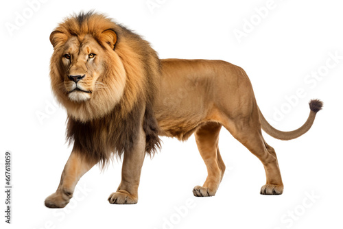 Majestic Lion Roaming Wild, Isolated on Transparent Background