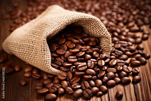 coffee beans in sack © reddish