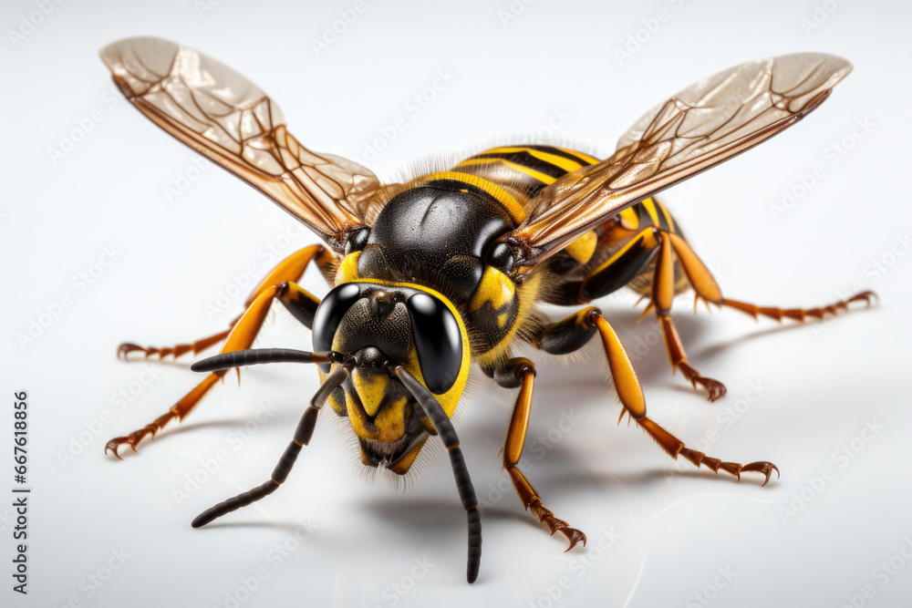 Asian hornet, also known as the yellow-legged hornet (Vespa velutina) on white. Asian hornet, also known as the yellow-legged hornet (Vespa velutina) on white.