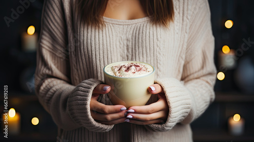 girl  with cup of matcha photo