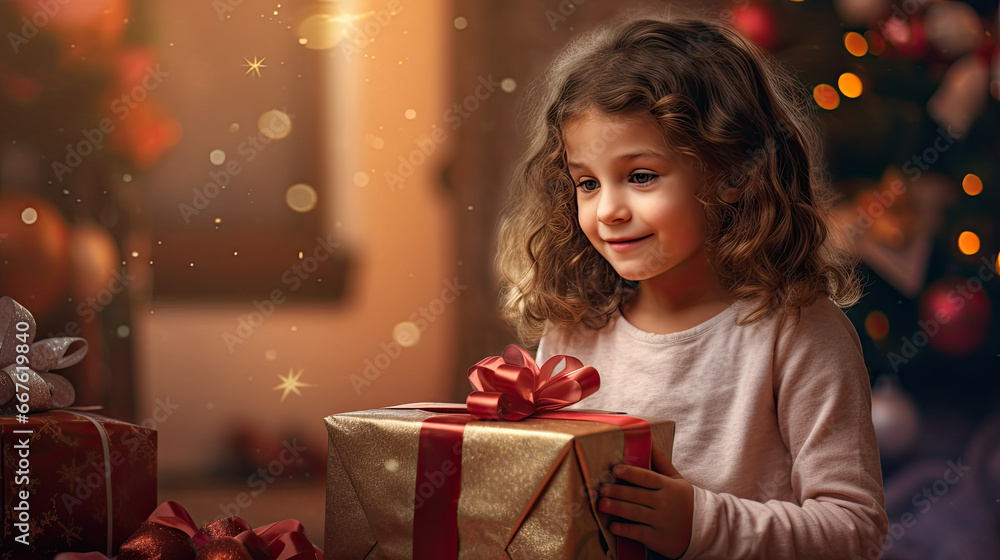 child with Christmas present child with Christmas present