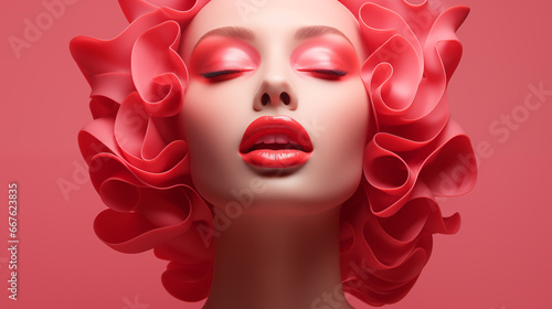 Portrait of a woman with an abstract decor. Make-up and cosmetics fashion background.  © Михаил Богданов