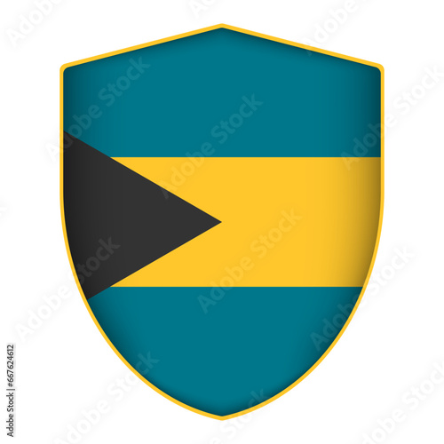 Bahamas flag in shield shape. Vector illustration. Free Download Bahamas flag in shield shape. Vector illustration. - GFXLoad