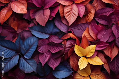 Multicolored leaves background. Colorful leaves texture. Colorful leaves background. © Michelle