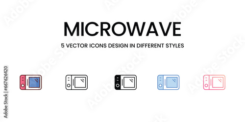 Microwave icons set, color line, outline, glyph, gradient line, duo tone, icon isolate white background vector stock illustration