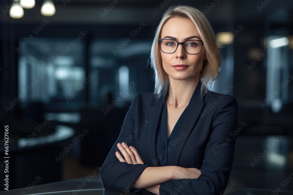 A portrait of a successful businesswoman in a modern office. A portrait of a successful businesswoman in a modern office.