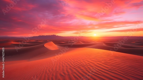 Beautiful panoramic view of sand dunes at sunset.