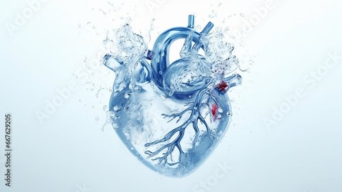 a naturalistic model of a human heart on a white background.