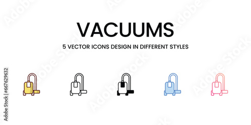 Vacuums icons set, color line, outline, glyph, gradient line, duo tone, icon isolate white background vector stock illustration