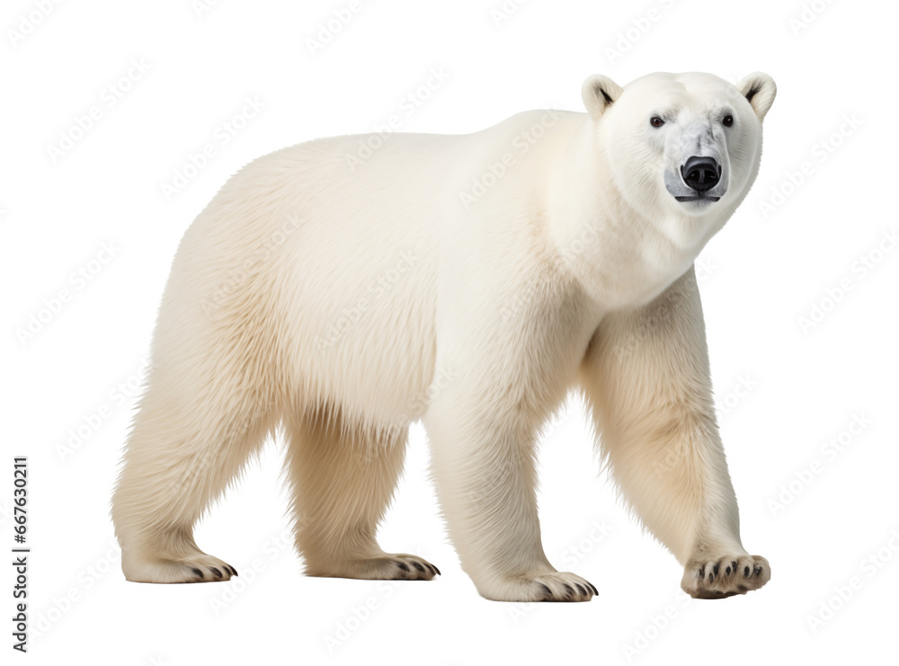 Fototapeta premium polar bear isolated on white side view - transparent background PNG