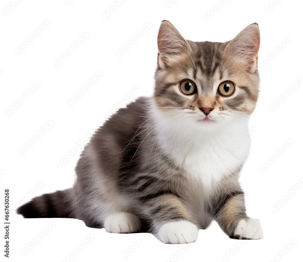 Cute kitten isolated on white - transparent background PNG
