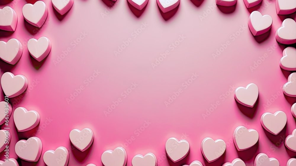 Pink hearts background, AI generated