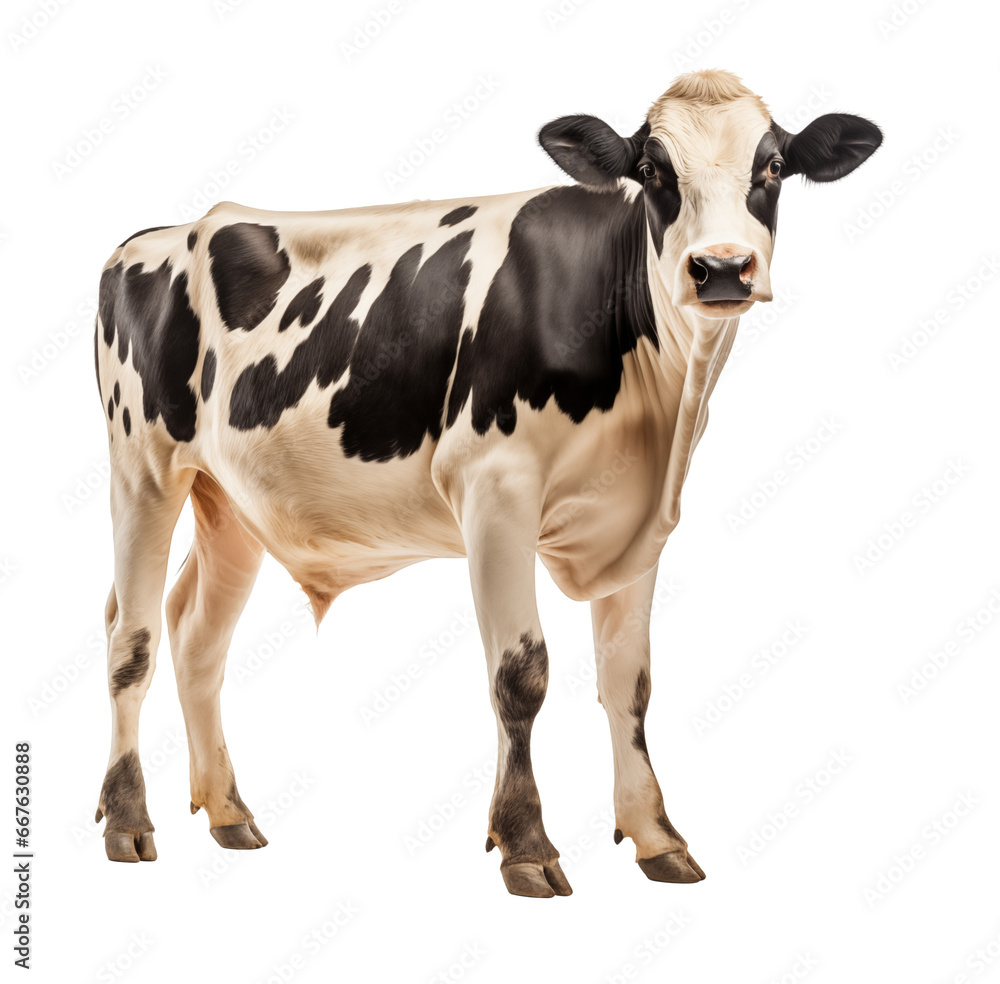 cow isolated on white looking to the camera - transparent background PNG