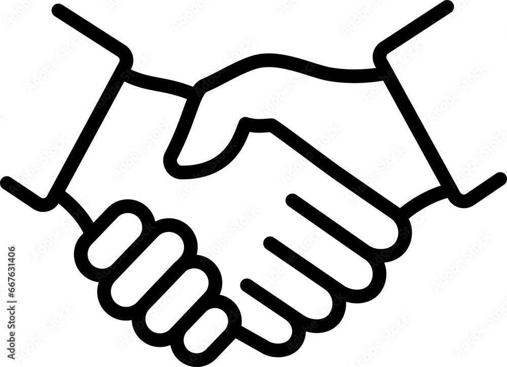Linear icon of handshake of two hands as concept of business, trust or support - obrazy, fototapety, plakaty 
