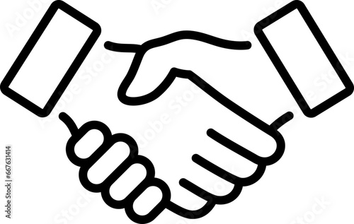 Linear icon of handshake of two hands as concept of business agreement or arrangement