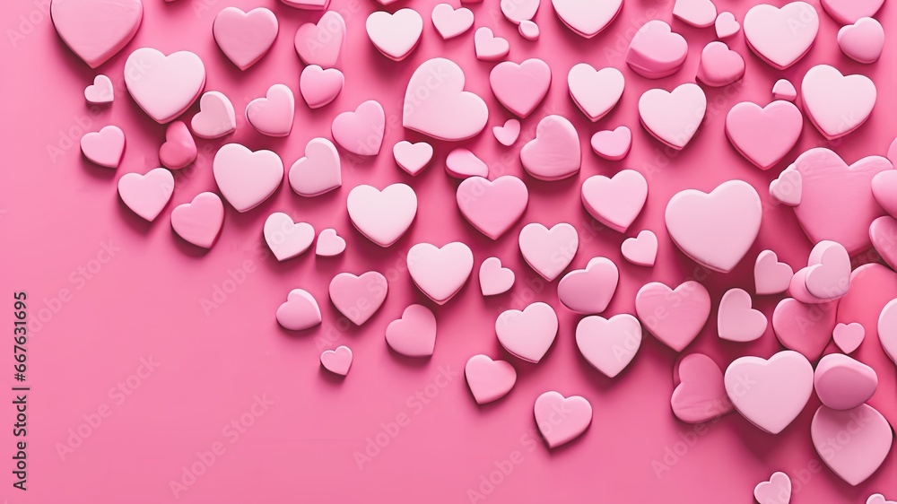 Pink hearts on a pin background, AI generated