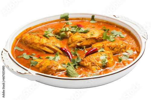 Vibrant Fish Curry Dish on Transparent Background