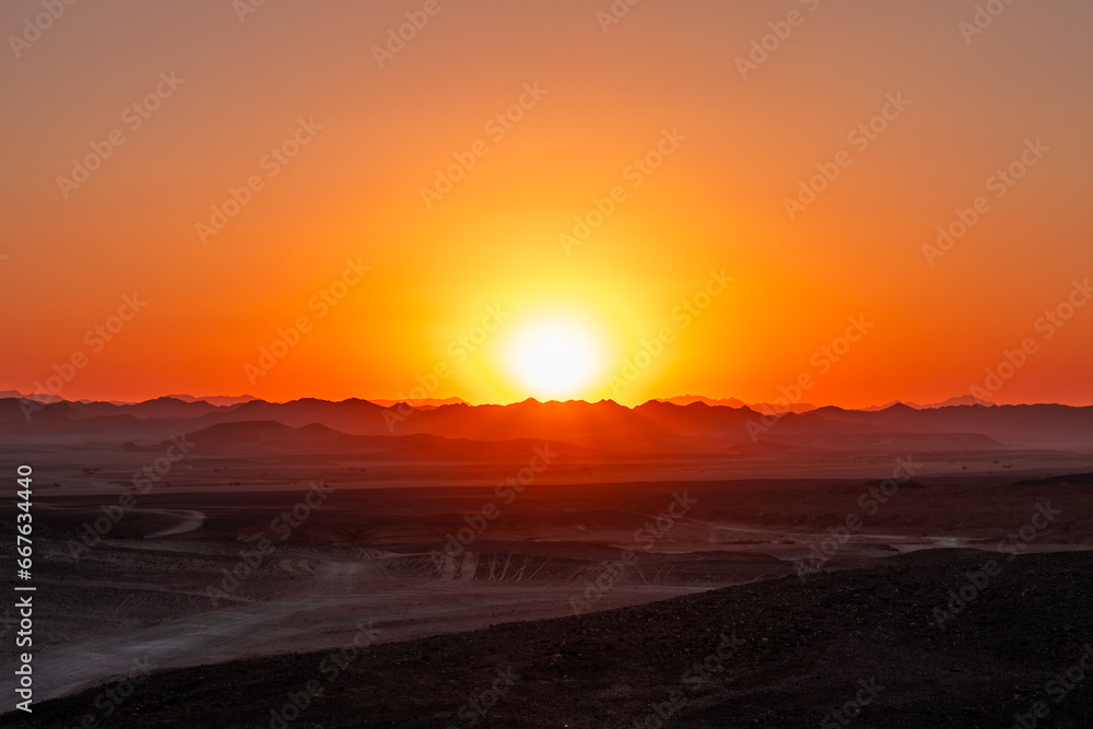 Sunset in the desert in Egypt