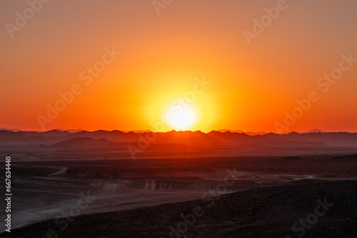 Sunset in the desert in Egypt
