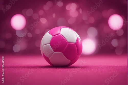 Breast cancer awareness month in October. Realistic pink and white football in pink ground.	