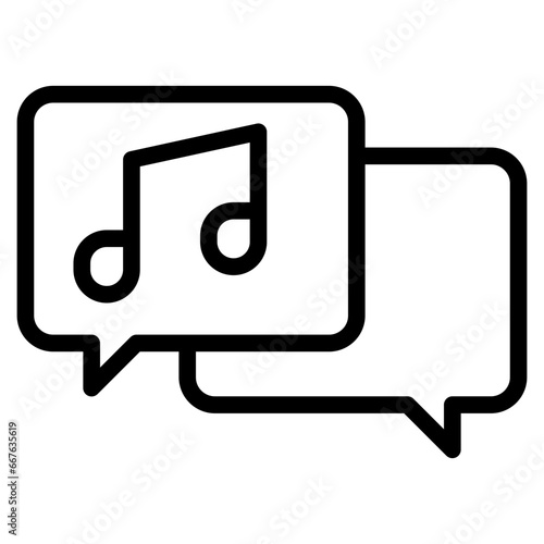 music in speech bubble line icon 
