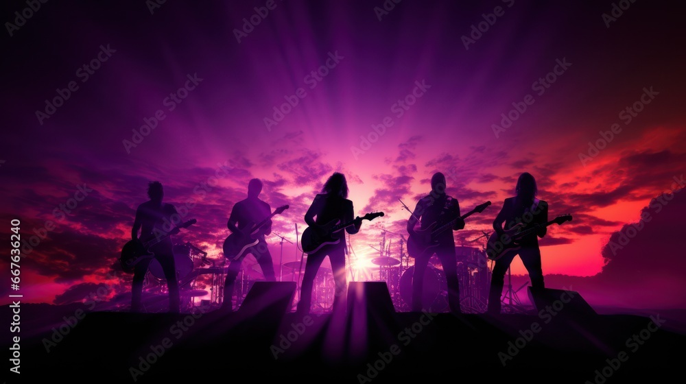 Silhouette of Rock Band