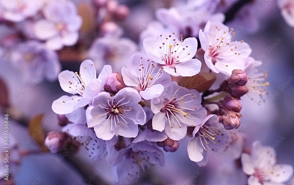 Fototapeta premium Beautiful Cherry Blossom Sakura Pink Flowers Background Selective Focus