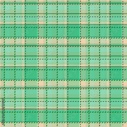 Seamless pattern in green colors plaid beige background tartan