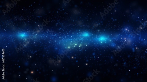 Abstract background of dark blue and glowing particles in motion