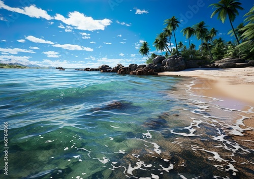 Art Tropical beach water background 