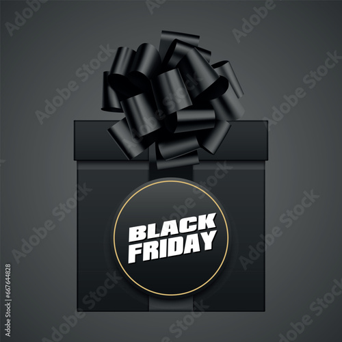 black vector box with black friday inscription isolated on white background
